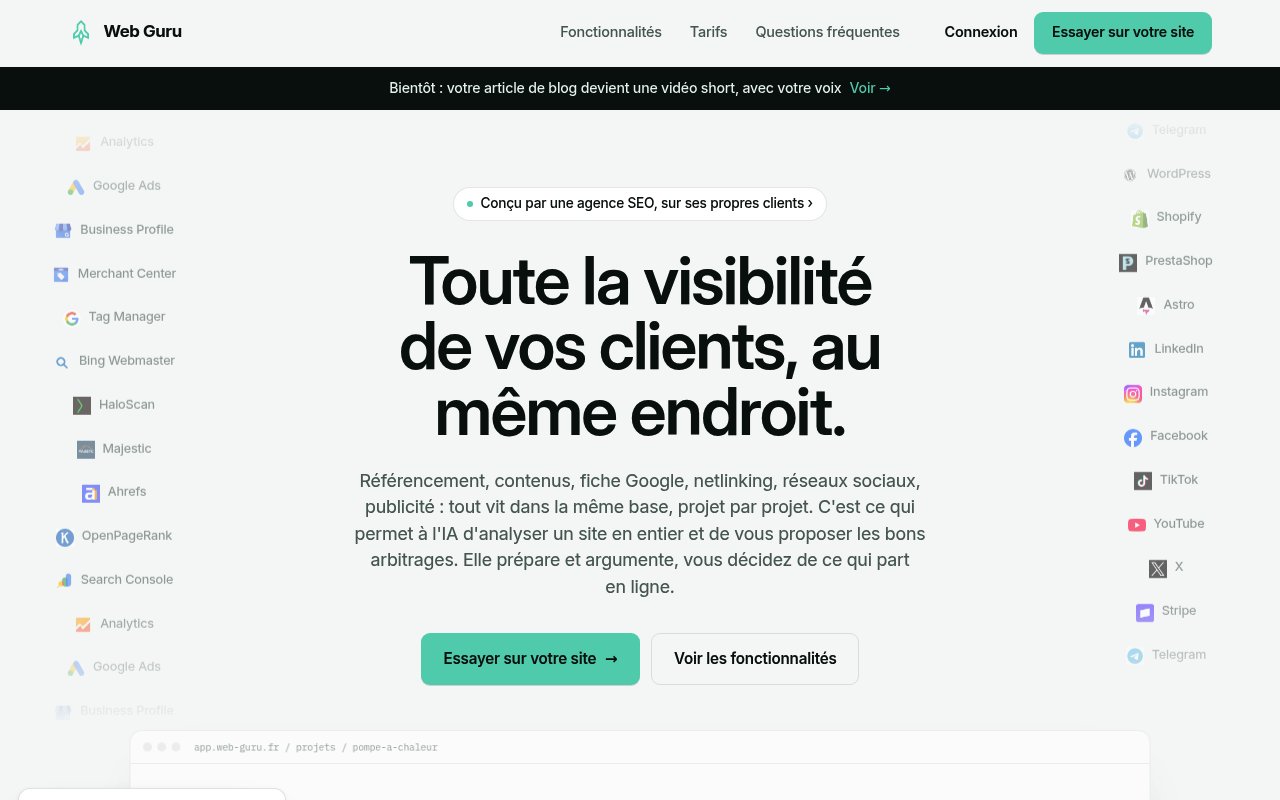 Apercu du site Web Guru
